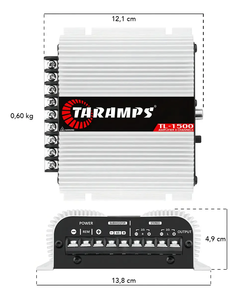 Kit Modulo Taramps Tl1500 Som Automotivo Potencia 390w + Kit Duas Vias Bomber Cor Preto