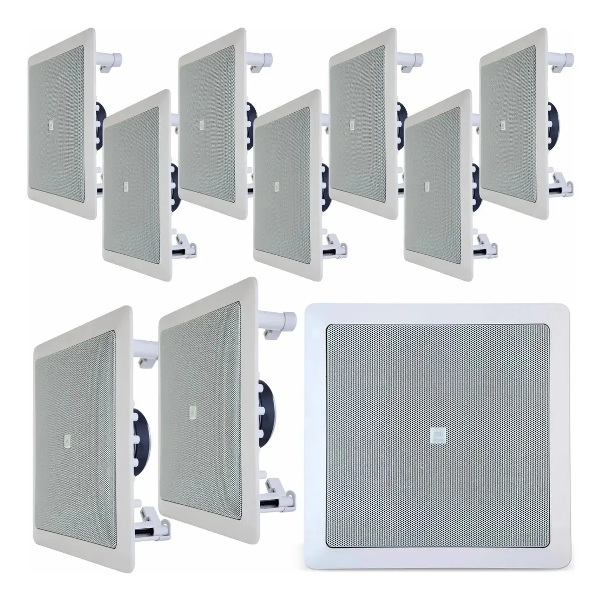 10 Caixas Som Arandelas Jbl Quadrada 50w Embutir Teto Cor Branco