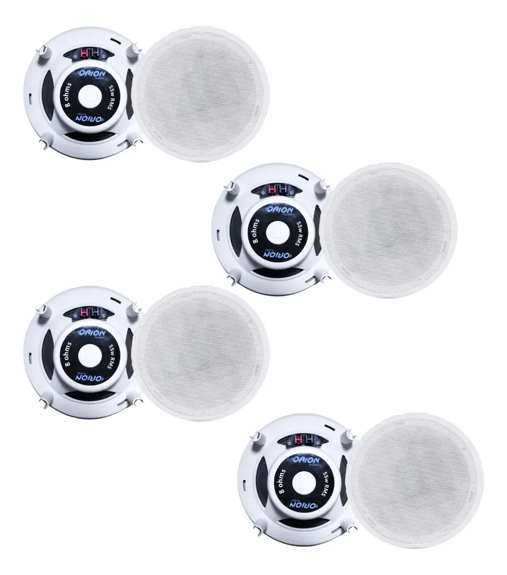 8 Caixa Acustica Orion 6pol 55w Branca 8ohms Redondo Embutir Cor Branco