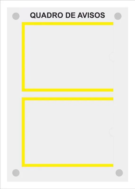 Quadro De Aviso Gestão H Com 2 Displays A4 Acrílico Amarelo