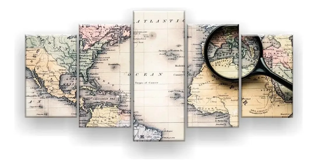 Quadro Decorativo 5 Mapa Lupa