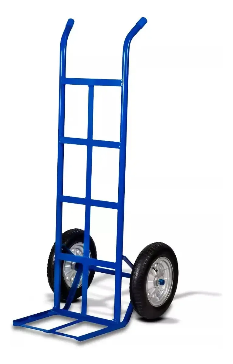 Carrinho Armazem Cargas E Entregas 350kg Roda Pneumática Azul