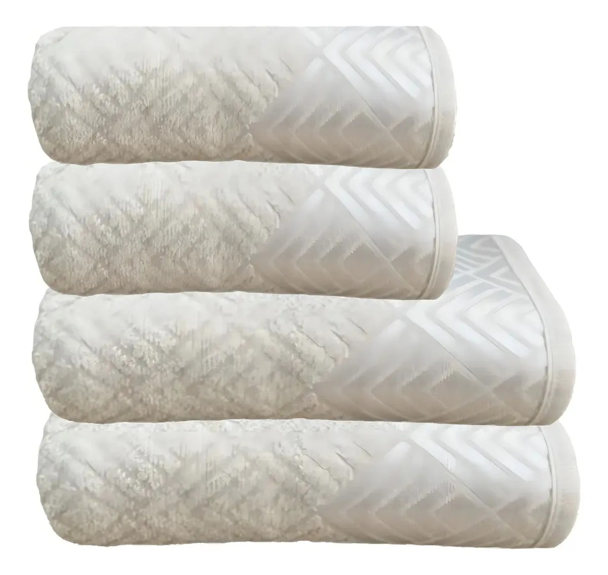 Jogo De Toalhas Banho 4 100% Algodão Extra Macia Cor Off White