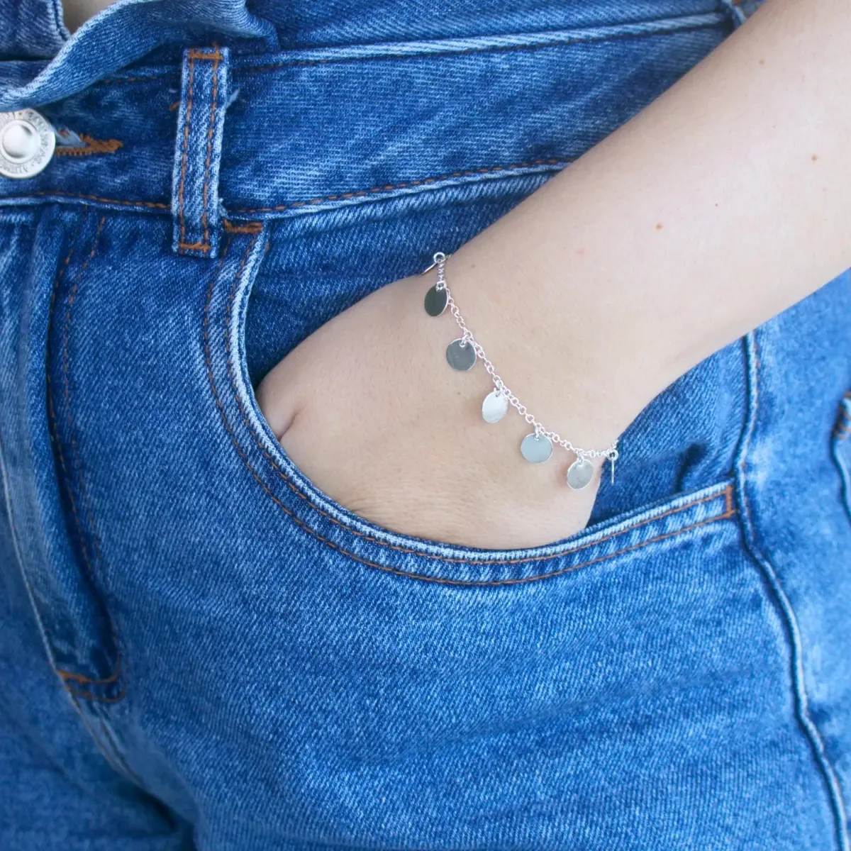 Pulseira Plaquinhas Em Prata 925