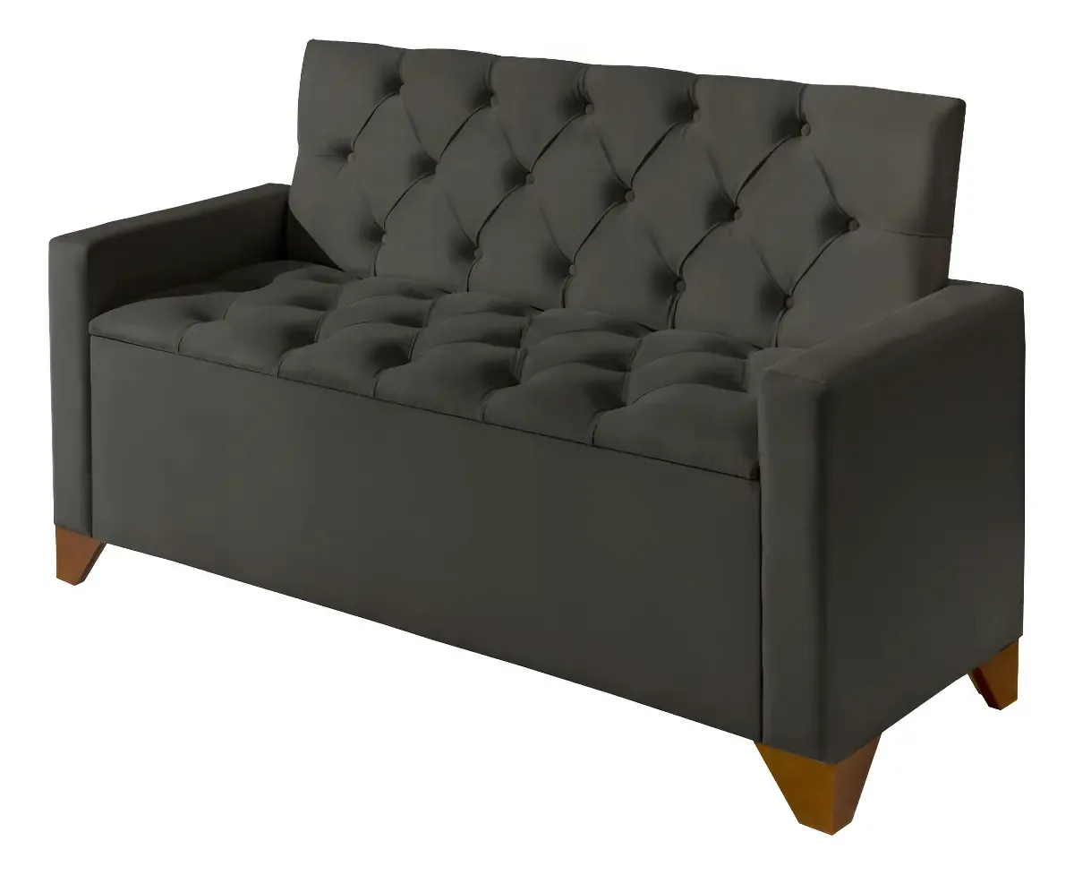 Baú Recamier Estofado California de Armazenamento para Quarto e Sala 1.30 m Marrom