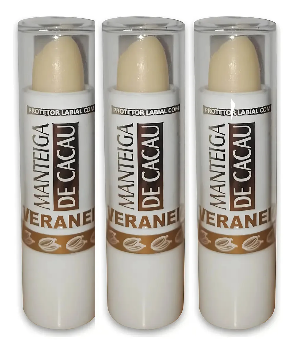 Kit 3 Protetores Labial Com Manteiga De Cacau