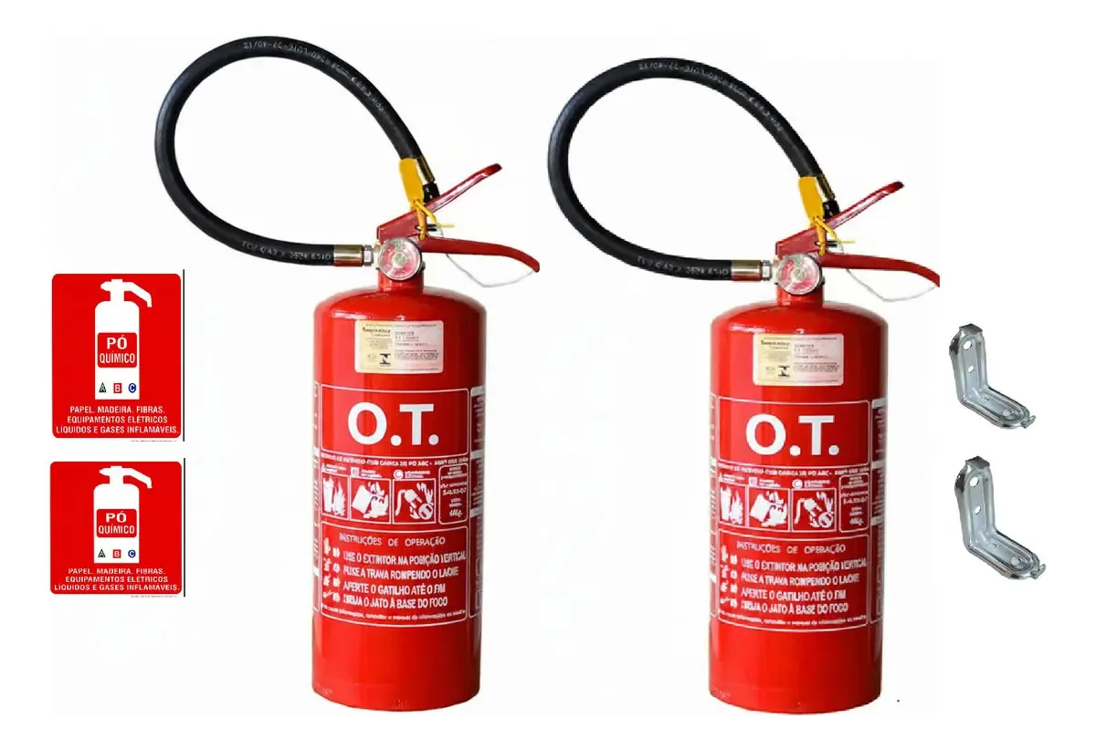 Kit Extintores de Incêndio: Água Pressurizada 10L e Pó Químico BC 4kg Para Residências, Comércios e Veículos