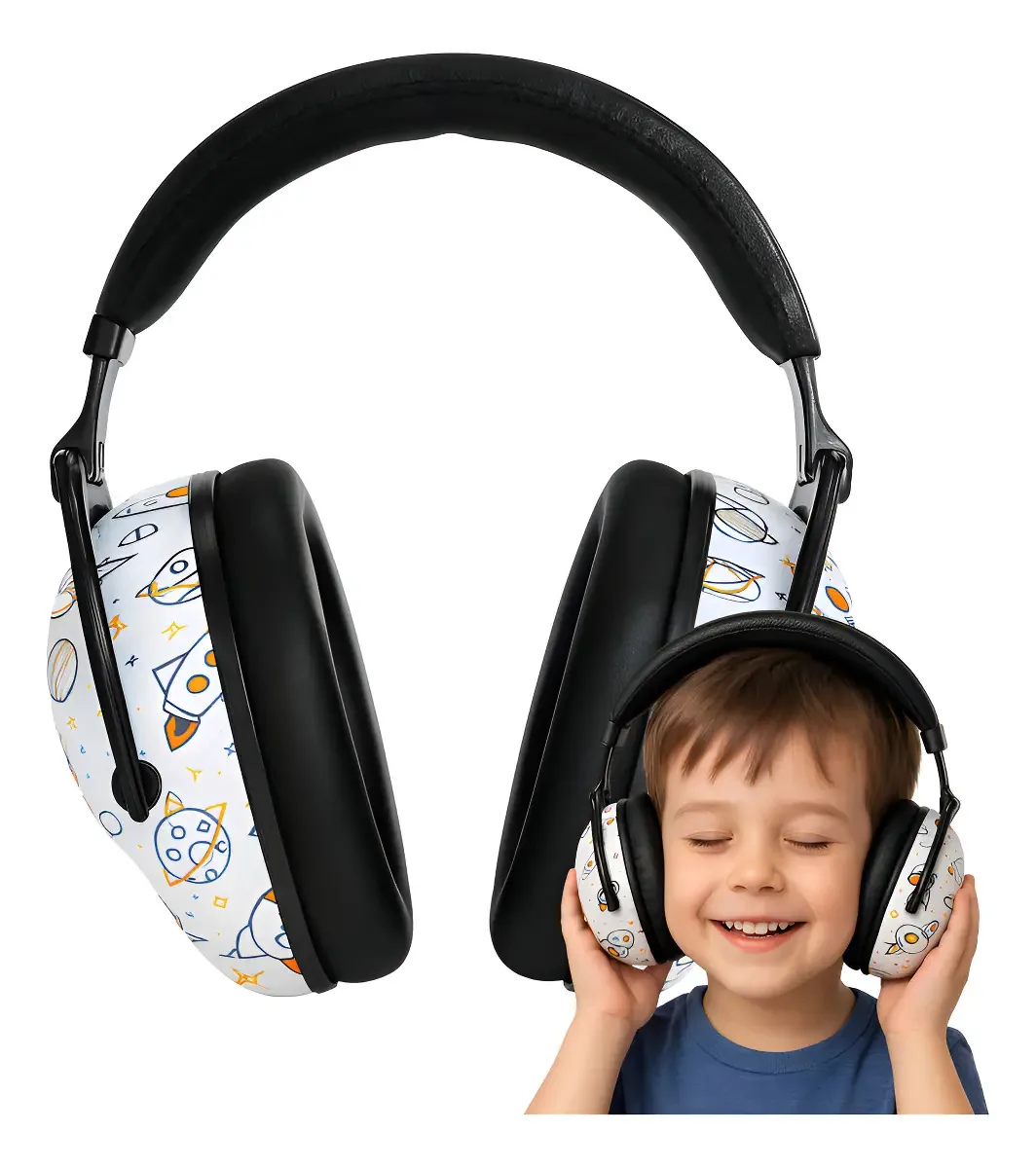 Protetor Auricular Abafador Ruido Autismo Autista Tdah Adulto Infantil MCSB Cor Astronauta Branco