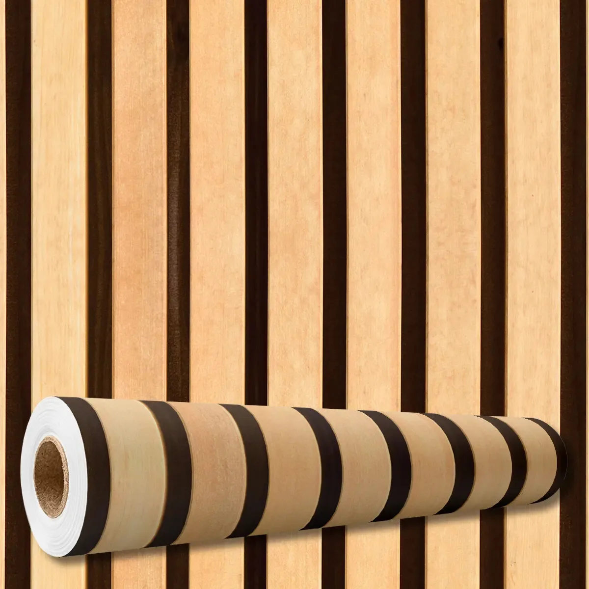 Adesivo Decorativo 5 Mts Papel Parede Madeira Freijo Ripa Ripado Sala Escritório Quarto