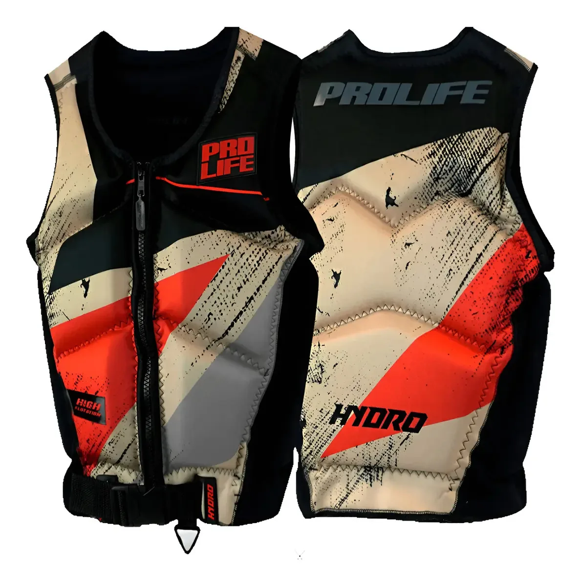 Colete Nylon Jet Ski Homologado Melhor Impacto Hydro Cor Sand Red Tamanho G
