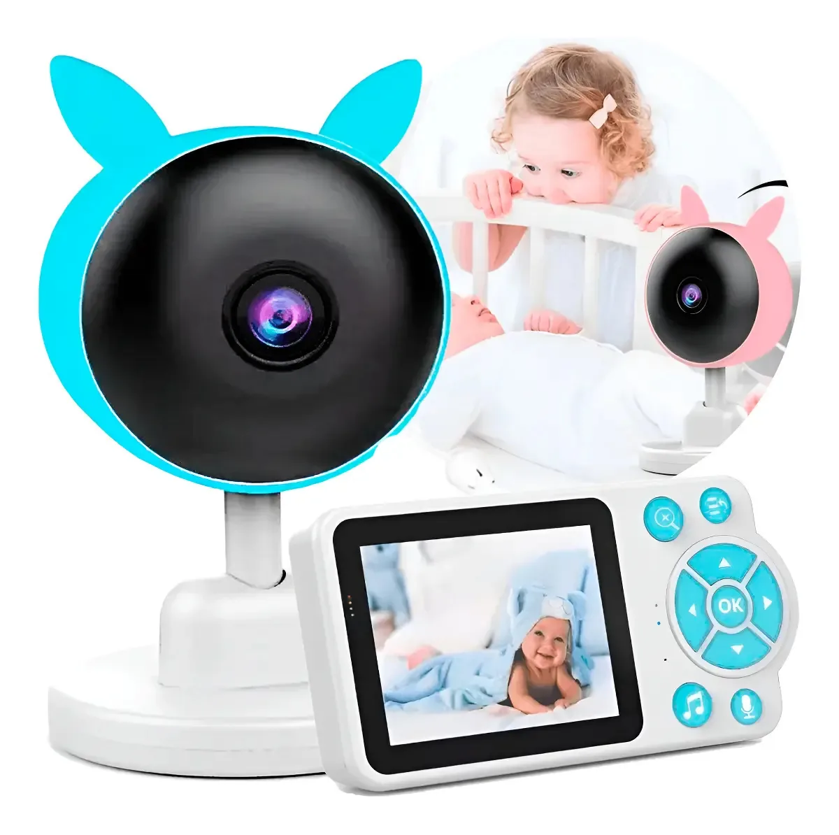 Babá Eletrônica DGM Baby Monitor 2.8" Câmera Visão Noturna Azul