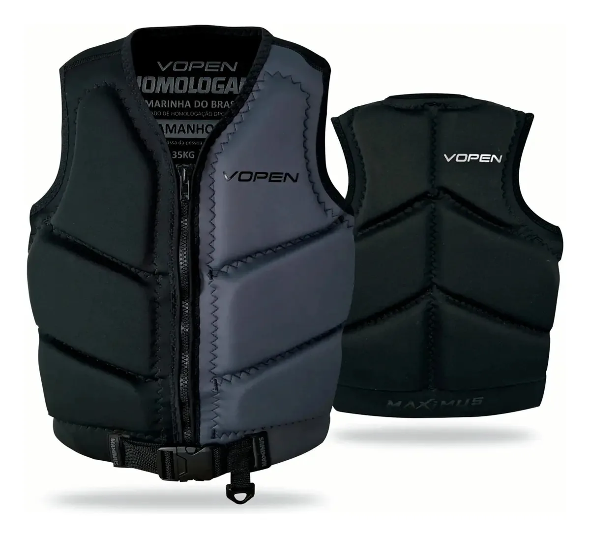Colete Salva Vidas Homologado Jet Ski Neoprene Vopen Cor Grafite Tamanho G2