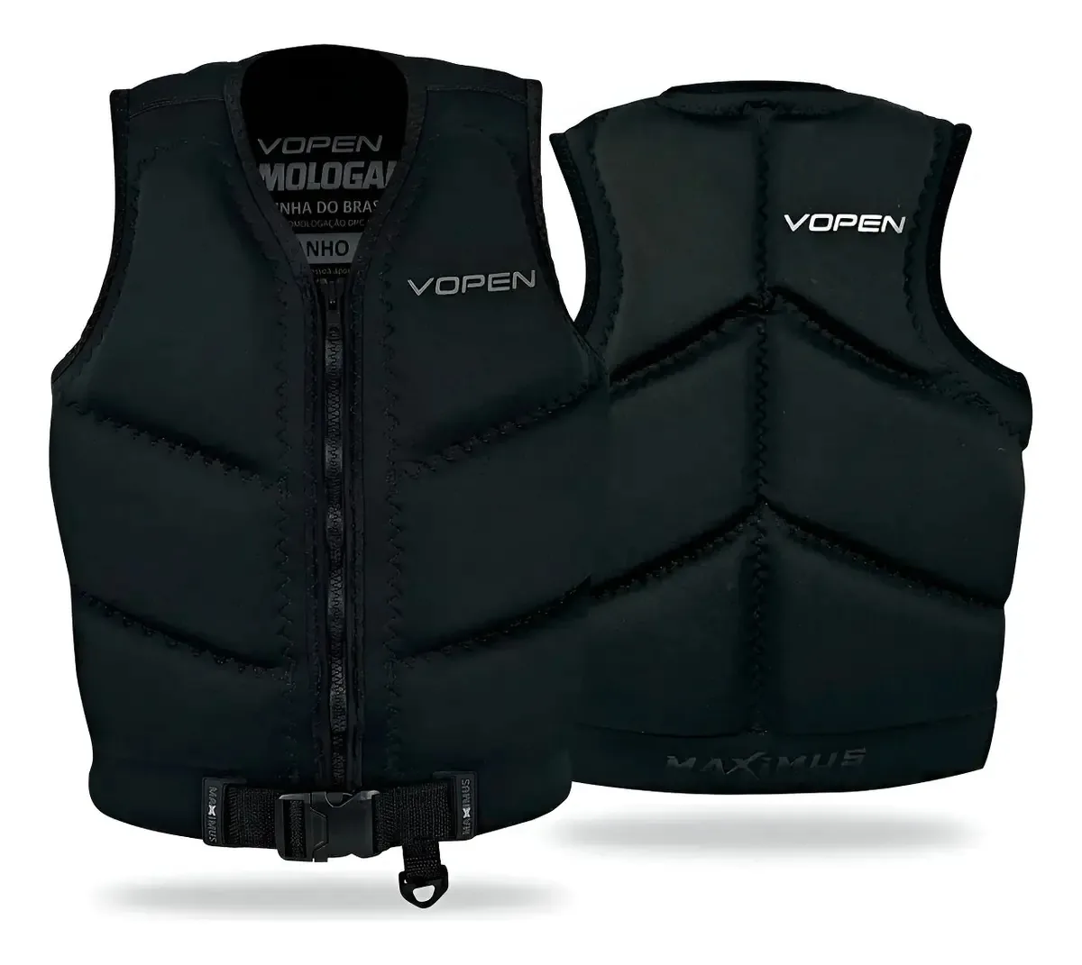 Colete Salva Vidas Neoprene Jet Ski Homologado Maximos Vopen Cor Preto Tamanho EG