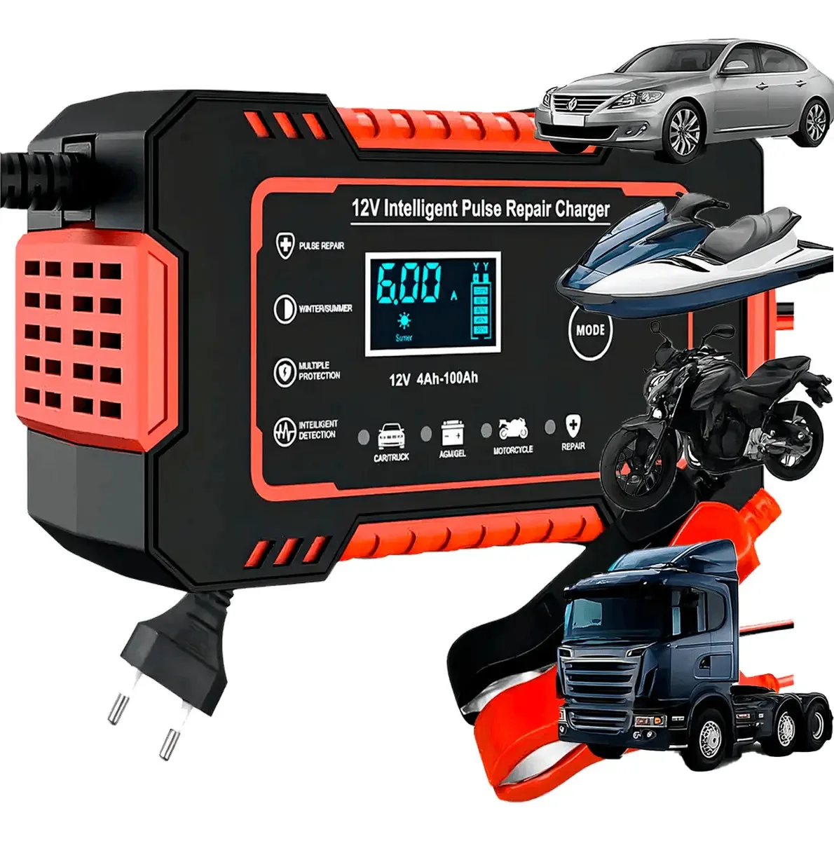 Carregador De Bateria Automotiva Portatil Carga Lenta 12v
