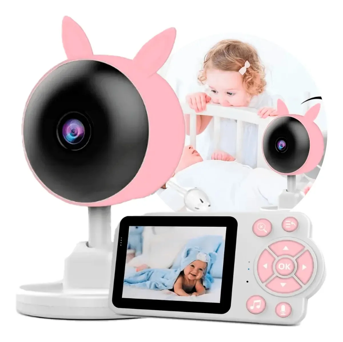 Babá Eletrônica Câmera S/fio Vídeo Voz Monitor Prémio Cor Rosa