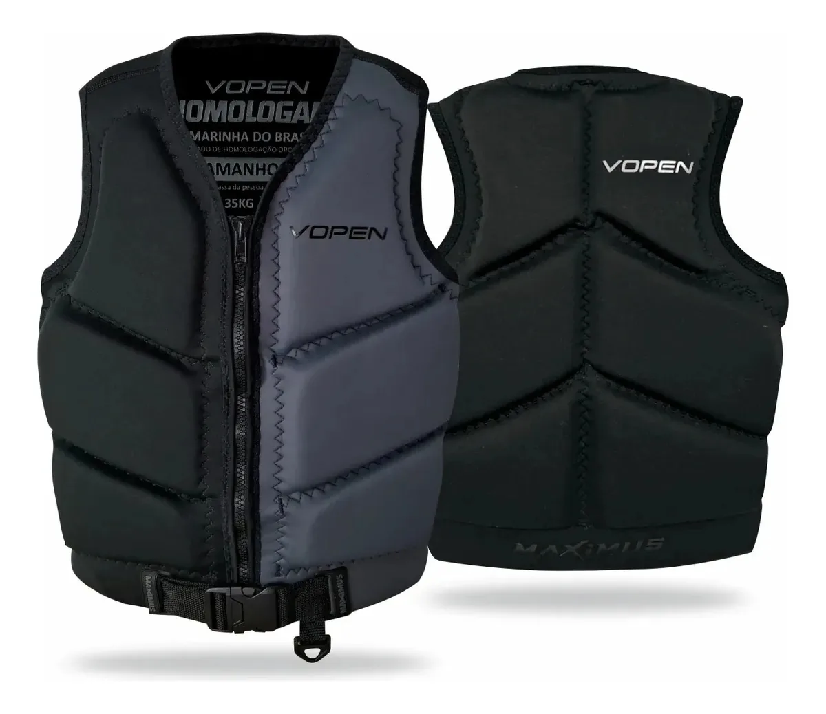 Colete Salva Vidas Jet Ski Neoprene Homologado Classe 5 Cor Grafite Tamanho M