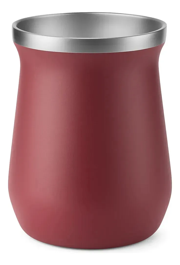 Cuia Térmica Inox Chimarrão Café Chá Erva Mate Tererê Xtuned Marrom Liso
