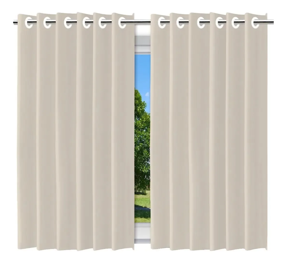 Cortina Blackout Corta Luz 200x140cm Ilhós Cor Bege