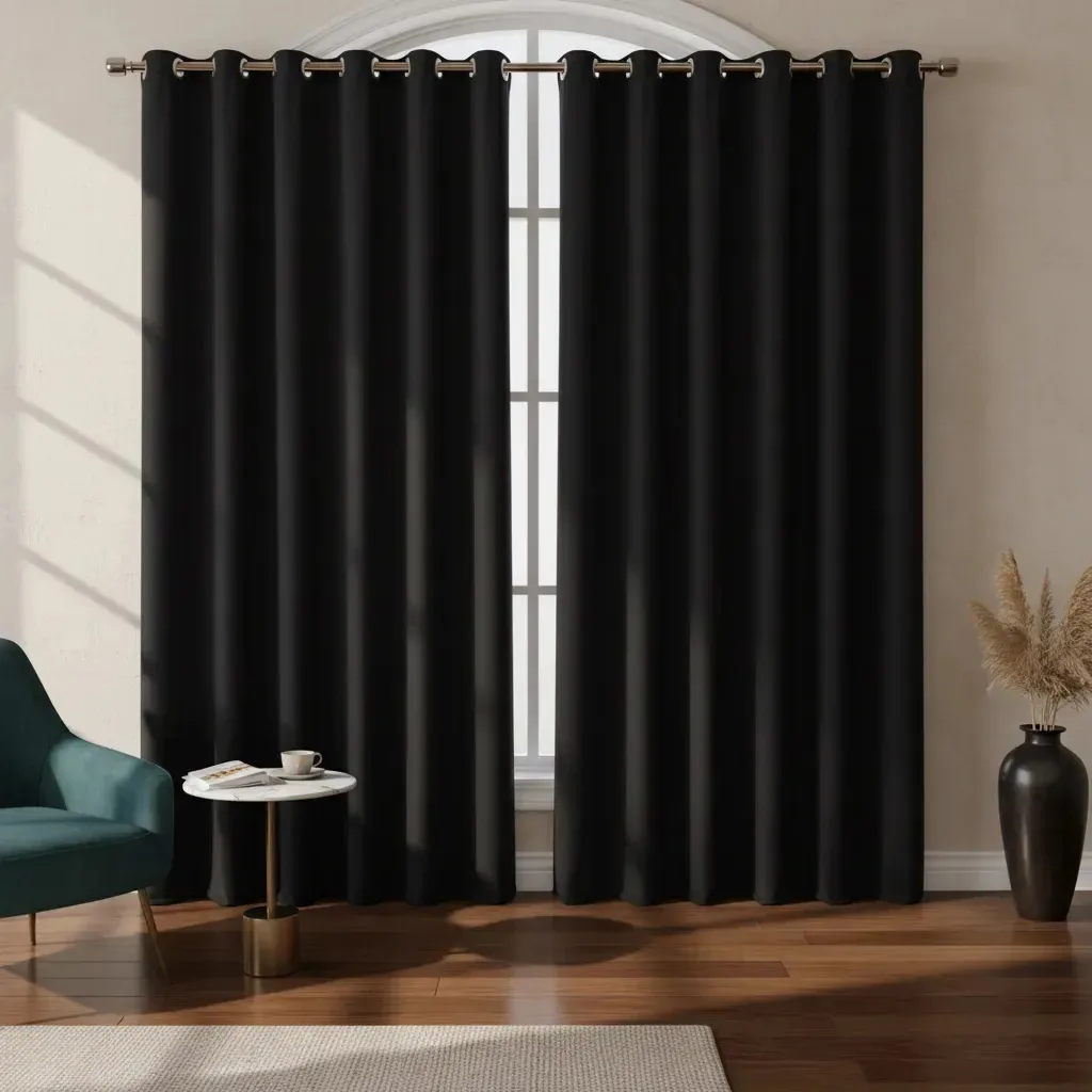 Cortina Blackout Térmica Preto Com Ilhos - 200x140cm