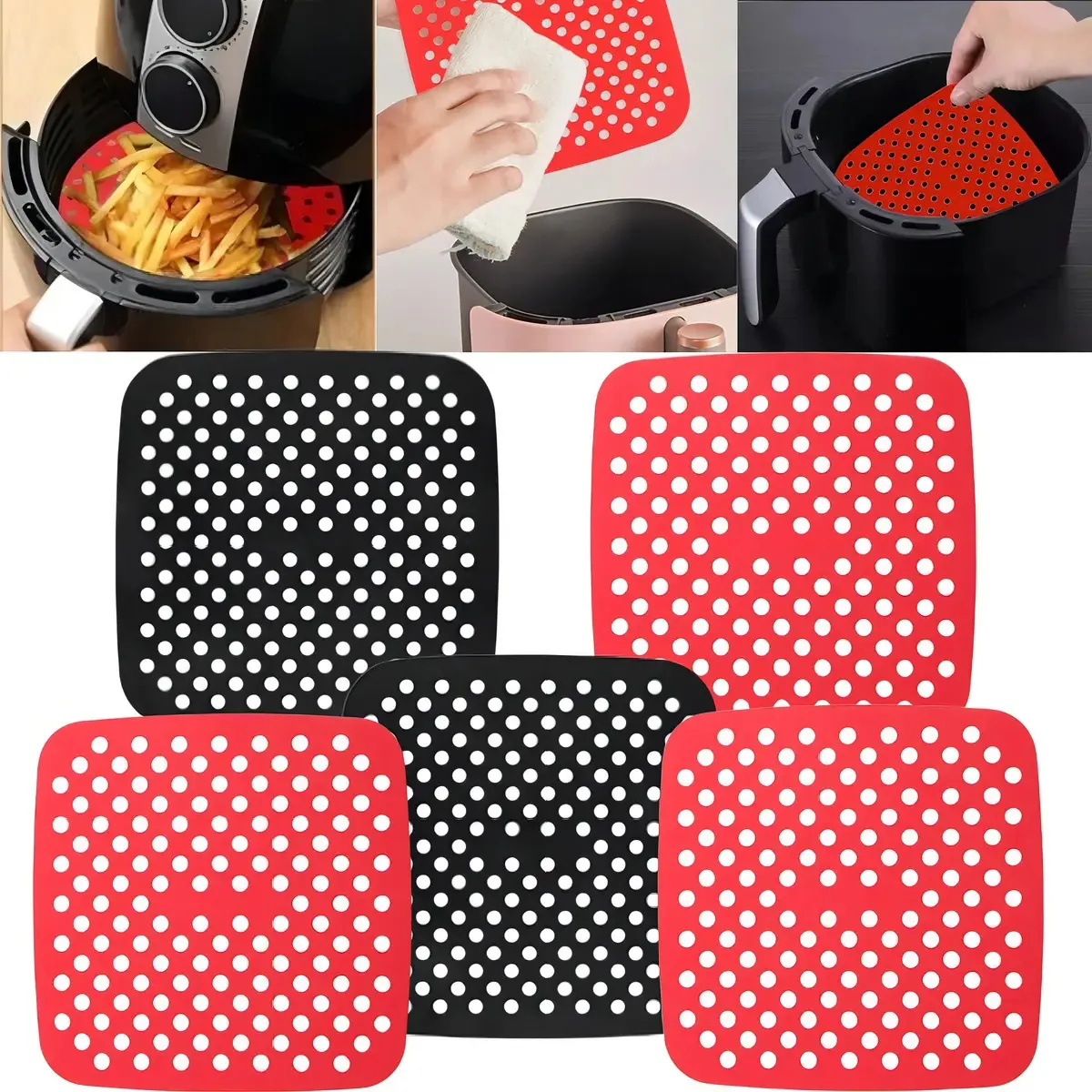 Kit 5 Tapetes Para Fritadeira Elétrica Air Fryer Quadrado