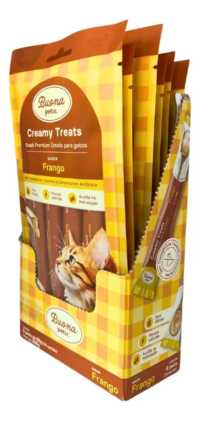 Petisco Cremoso para Gatos Buona Petix 56g Sabor Frango