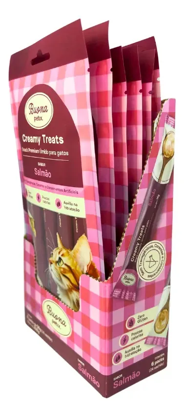 Petisco Cremoso Para Gato Buona Petix Creamy Salmão 336g
