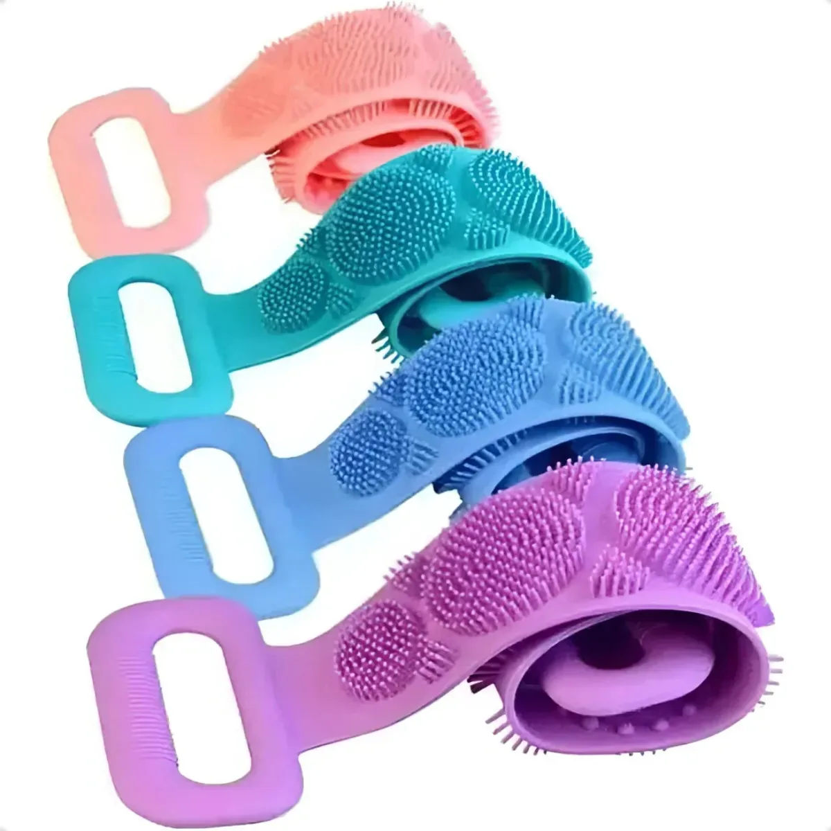2 Escovas Esponja Banho Bucha Costas Corpo Flexível Silicone