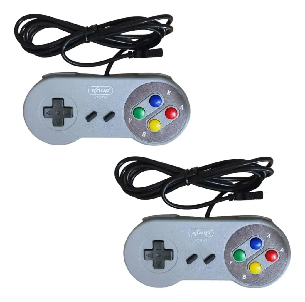 2 Controles Game Pad Conexão Usb Compatíveis Com Computador Cor Cinza