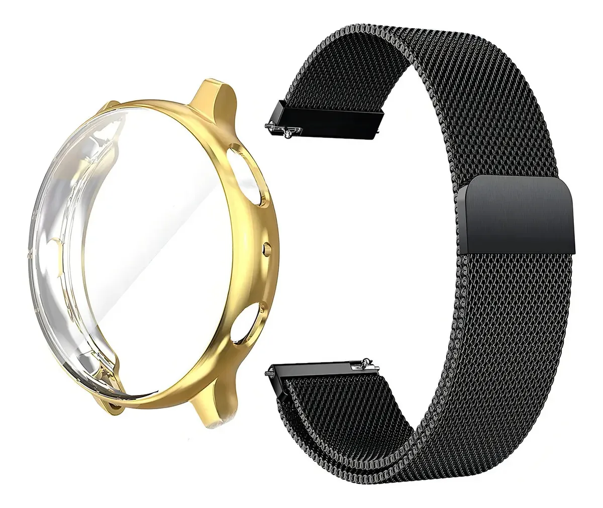 Pulseira Para Active 1 40mm R500 + Case + Pelicula Proteção Cor Preto - Gold Largura 20 mm