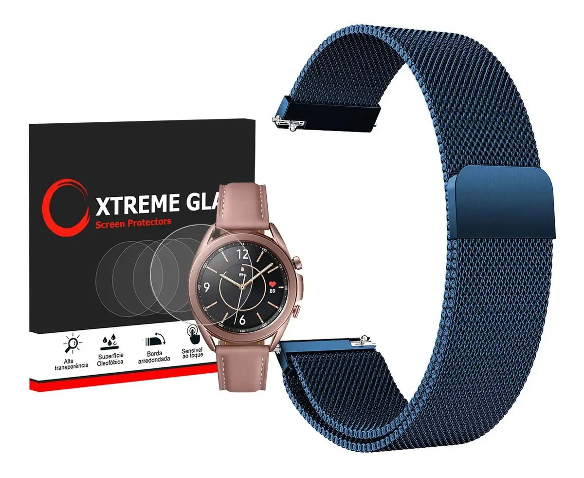 2 Pulseiras Para Smart Watch 3 41mm + Pelicula De Proteção Cor Preta-azul Largura Da Pulseira 2 Cm