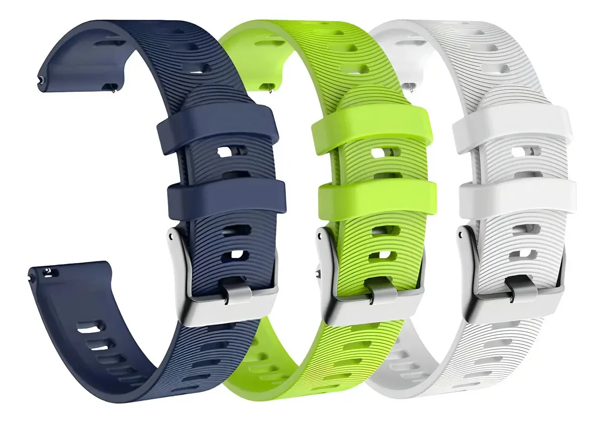 Kit com 3 Pulseiras de Silicone para Garmin Forerunner 245 Music e Outros Smartwatches