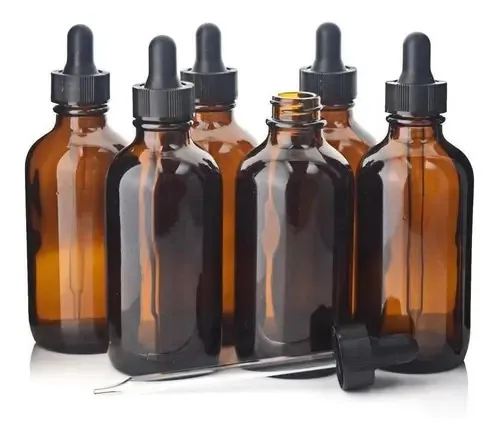 Conta Gotas De Vidro Âmbar De 120ml Canula E Bulbo Kit 10