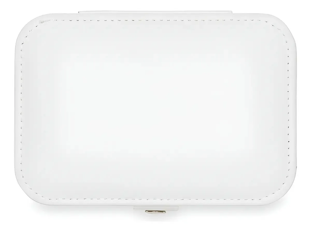Porta Joias Estojo Couro Sintético Branco com Fechadura