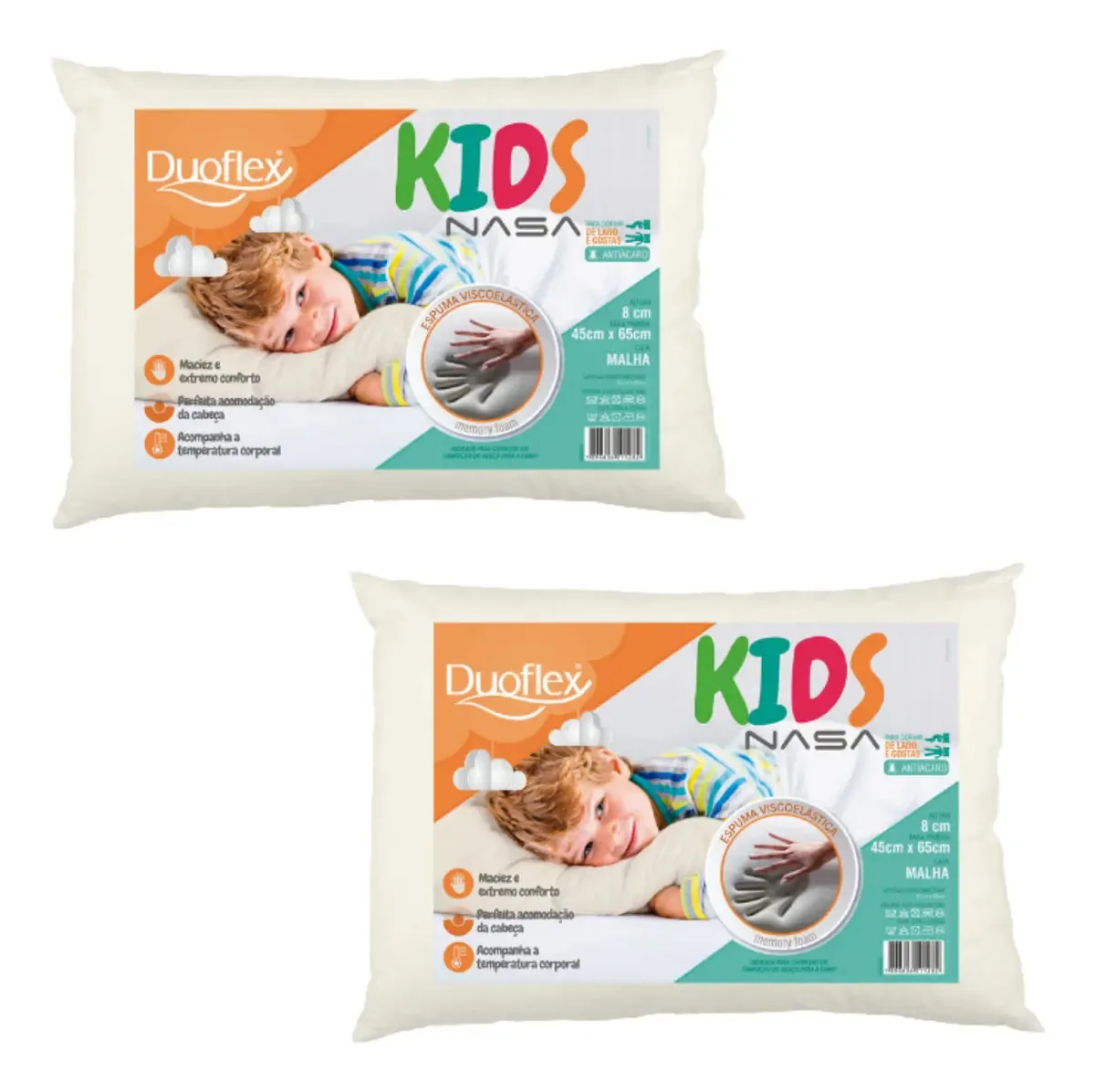 Kit Com 2 Travesseiros Kid Nasa - Duoflex Cor Branco