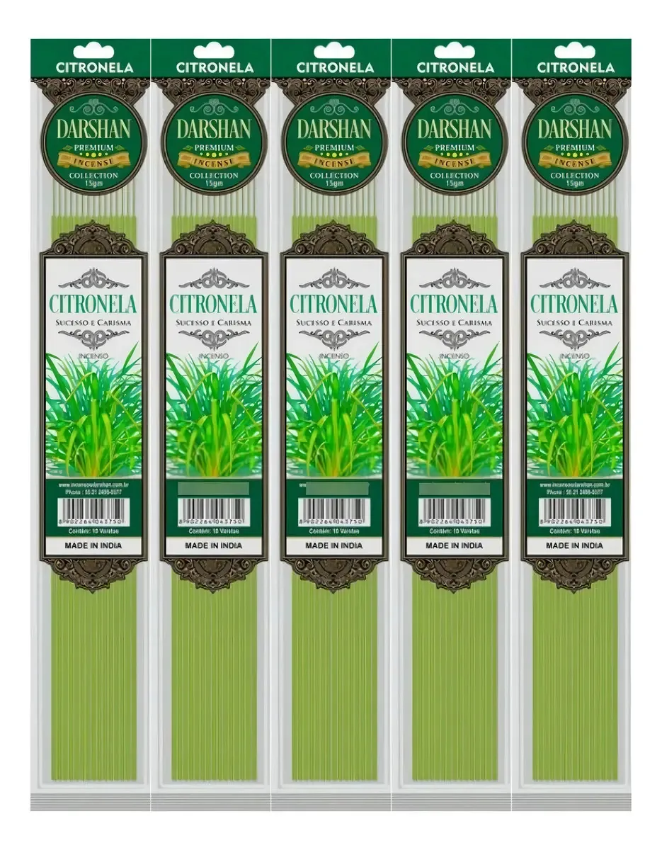 Incenso Premium Citronela Darshan 5 Sk Fechamento Zip 50v