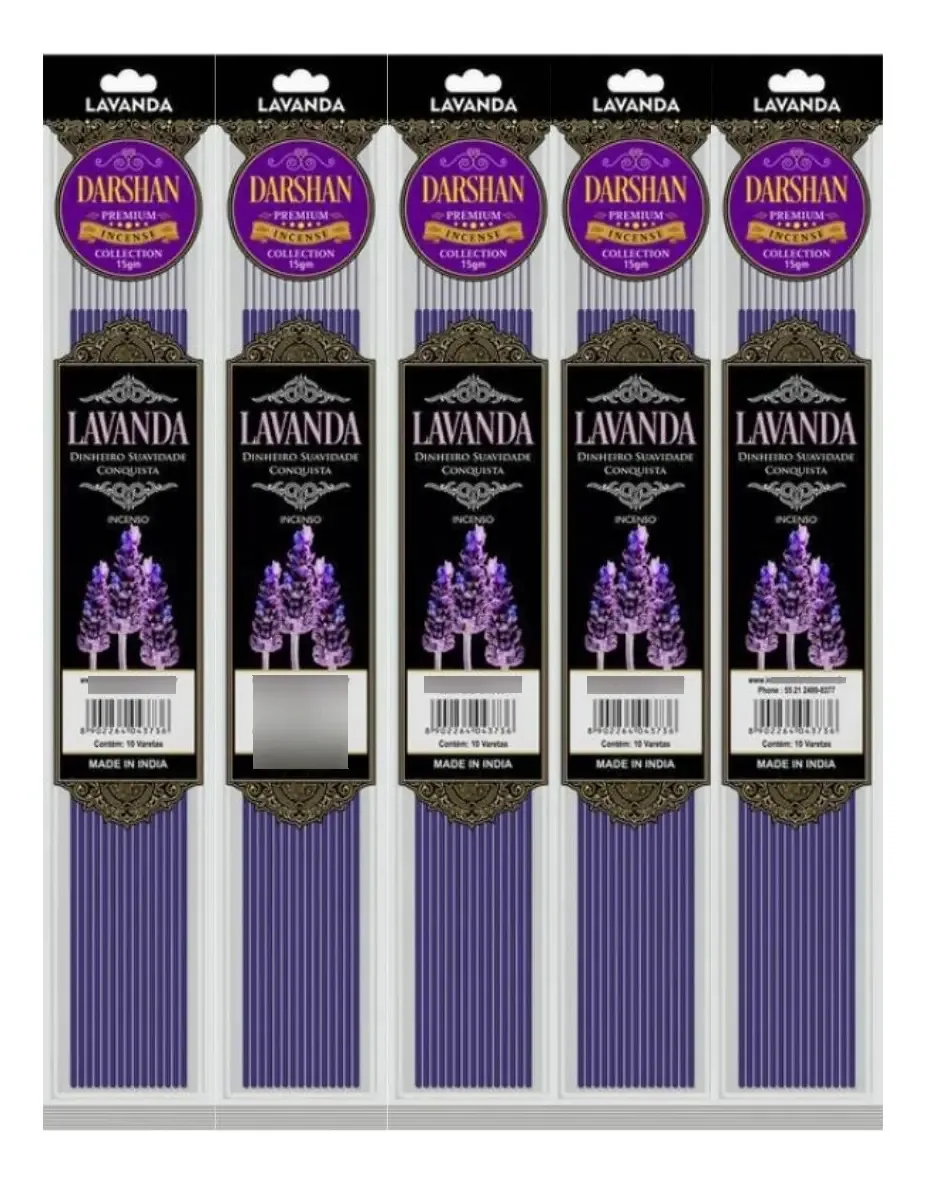 Incenso Premium Lavanda Darshan 5 Sk Fechamento Zip 50v