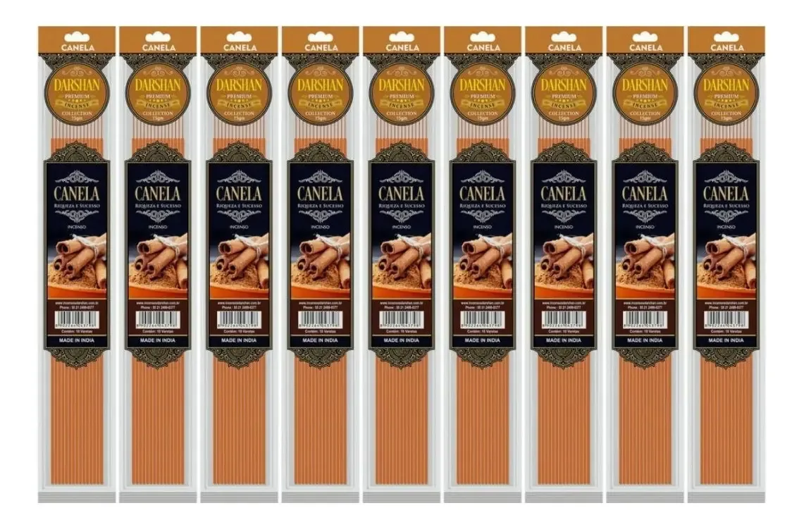 Incenso Premium Canela Darshan 10 Sk Zip -100 Varetas