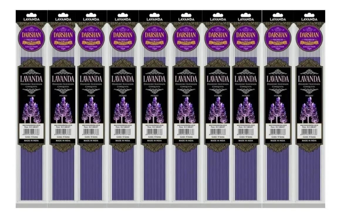 Incenso Premium Lavanda Darshan 10 Sk Fechamento Zip -100v
