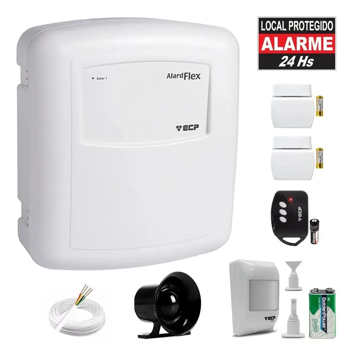 Kit Alarme Residencial Sem Fio Ecp 4 Sensores Bateria Flex1
