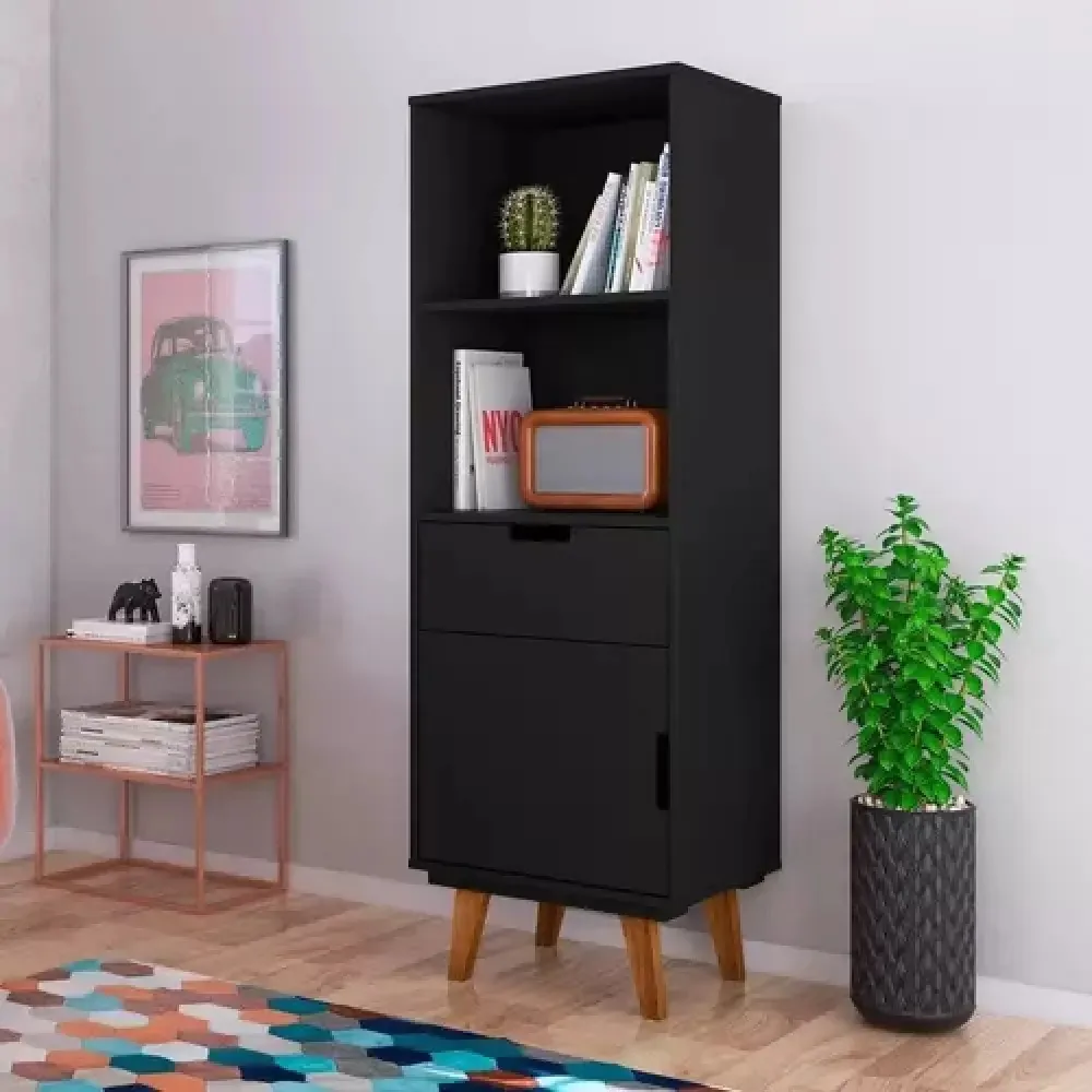 Estante Para Livros Prateleiras Retro Vintage Box Preto