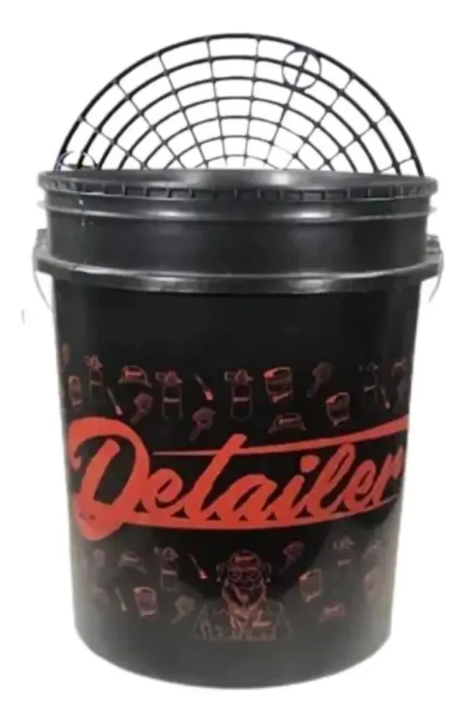 Balde 19L Preto Detailer com Separador de Partículas para Lavagem
