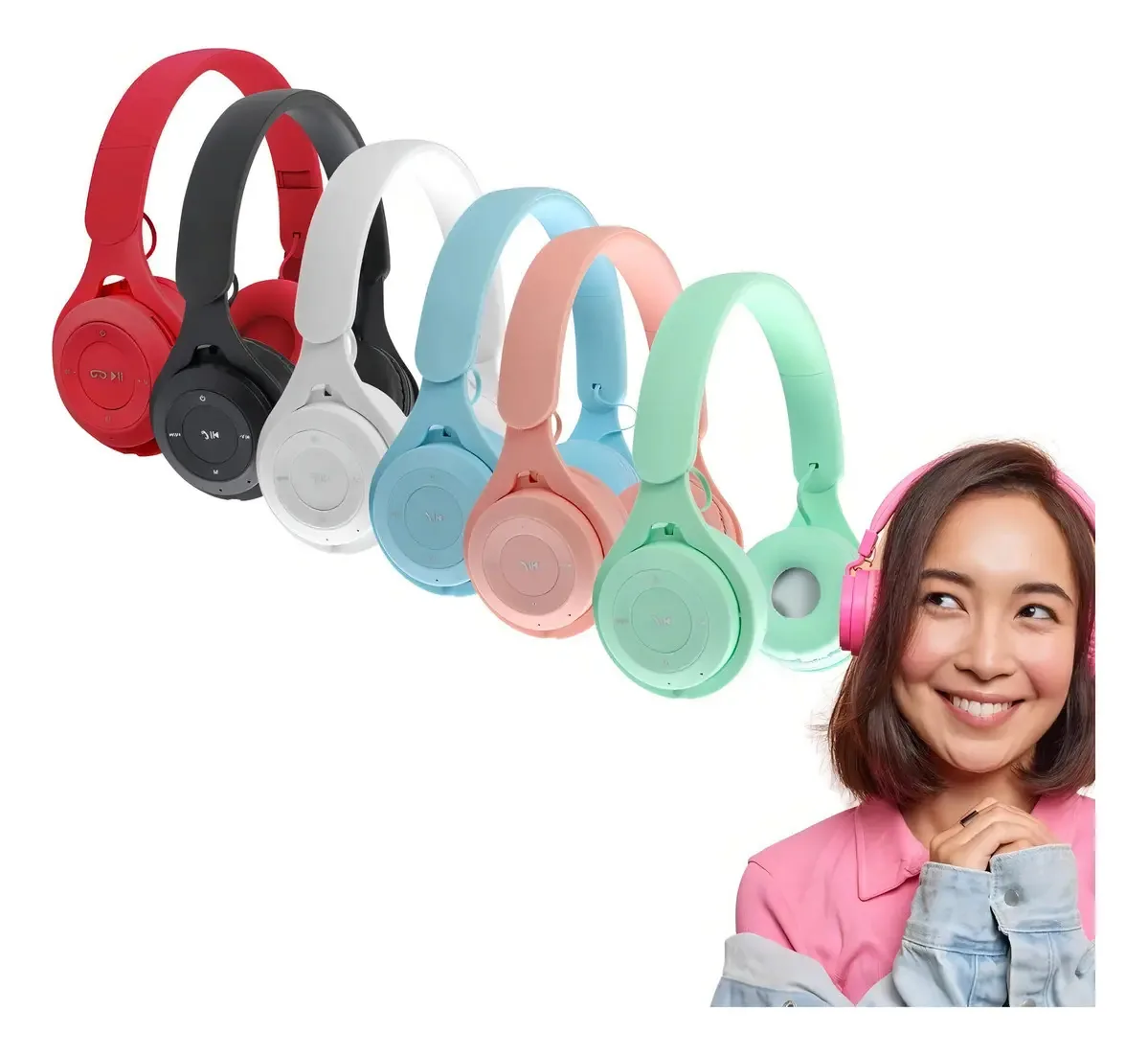 Fone Ouvido Sem Fio Bluetooth Recarregável P2 Sd Fm Vermelho