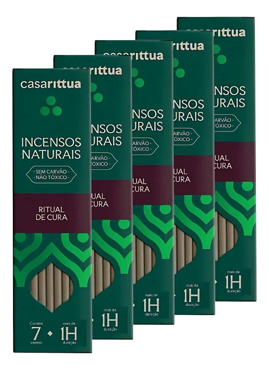 Kit 5 Incensos Naturais Nirvana Casa Rittua Aromática Ritual de Cura