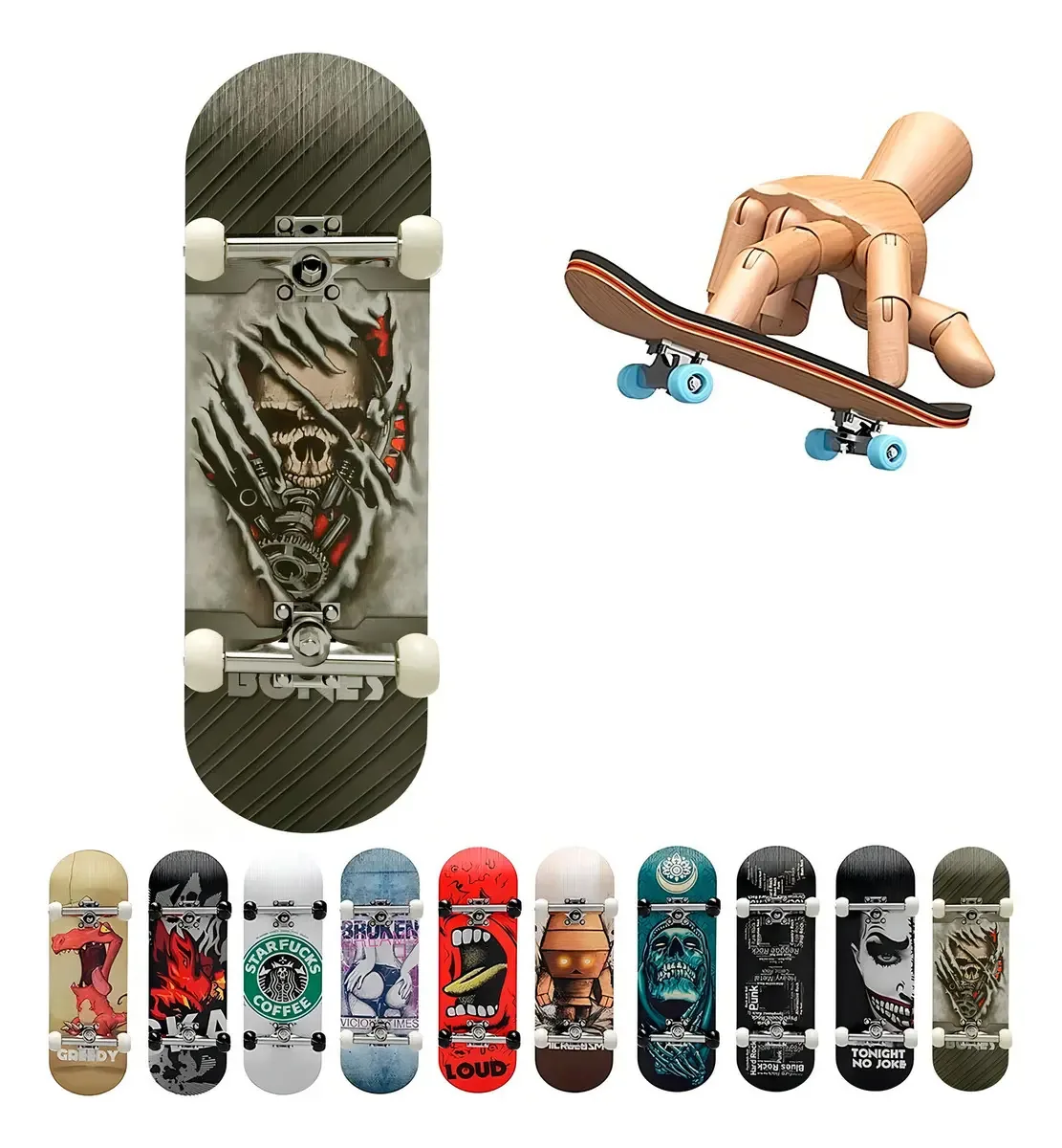 Skate Dedo Profissional De Madeira Com Rolamento Fingerboard