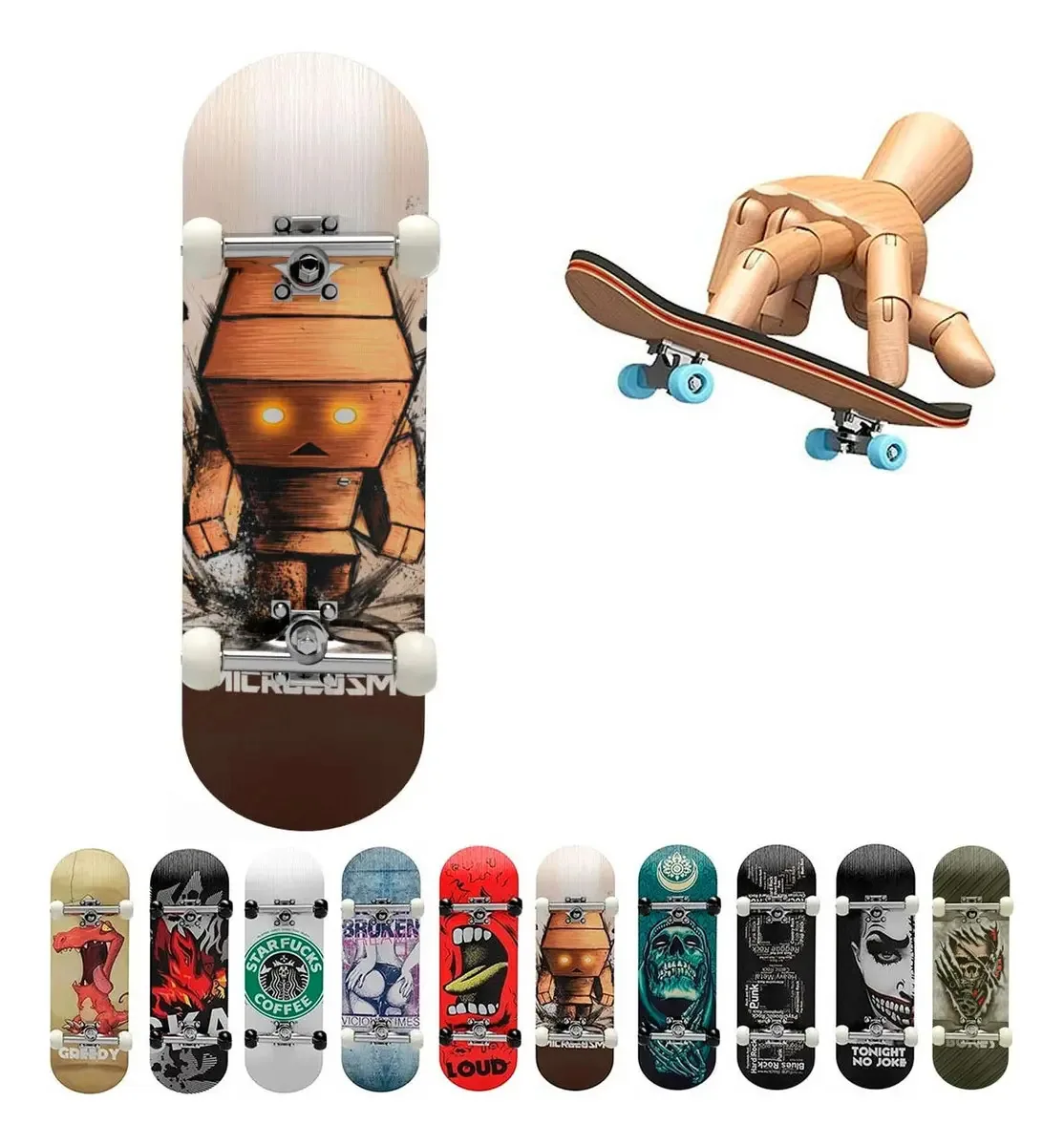 Skate Dedo Profissional De Madeira Com Rolamento Fingerboard