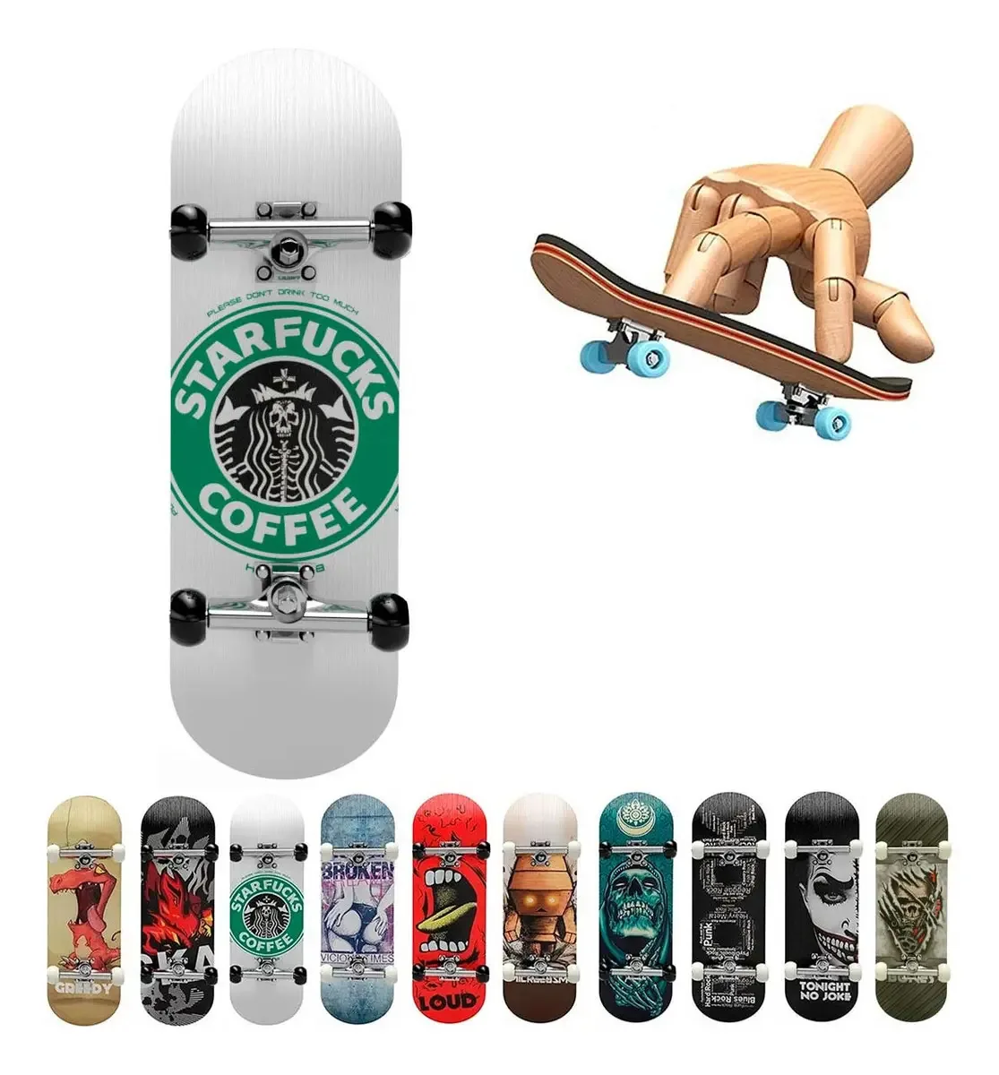 Skate De Dedo Profissional De Madeira Rolamento Fingerboard