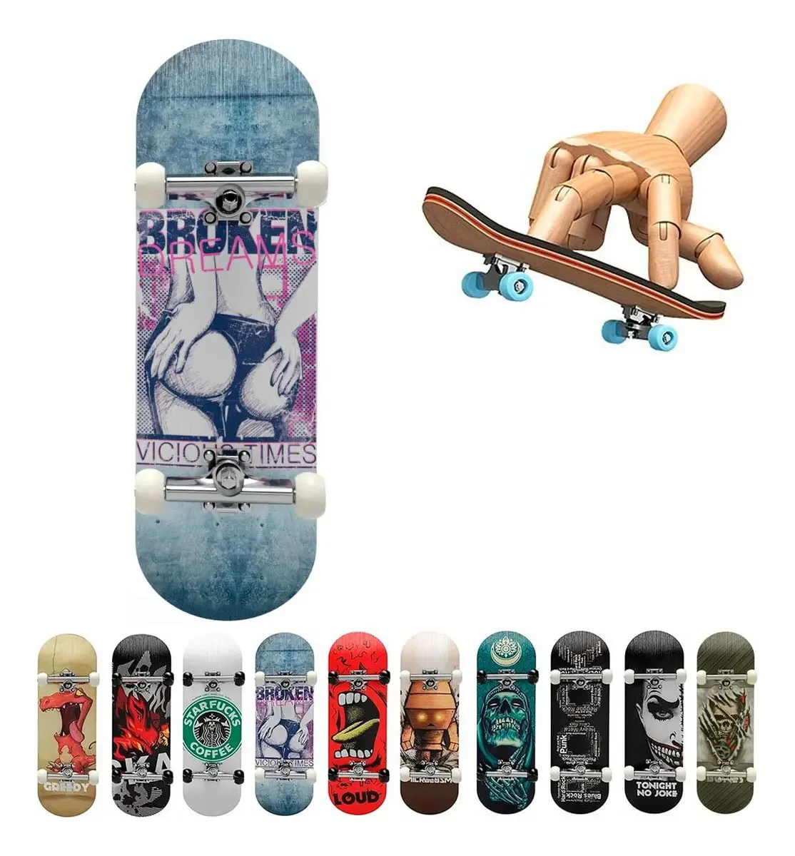 Skate Dedo Fingerboard Profissional De Madeira Com Rolamento
