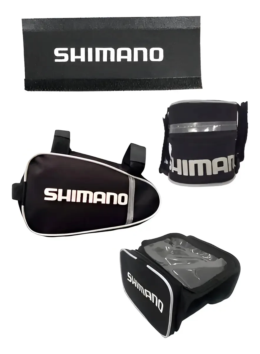 Kit Bolsas Shimano Quadro Selim Celular Preto Resistente Água