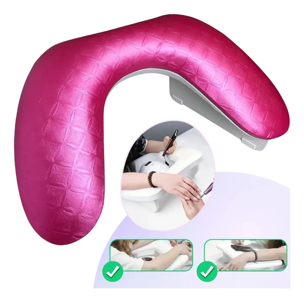 Suporte Apoio De Mão Ergonômico Luxo Para Manicure Rosa Pink Apoio De Mão E Braço Ergonômicoa Nail Designer B7makeup