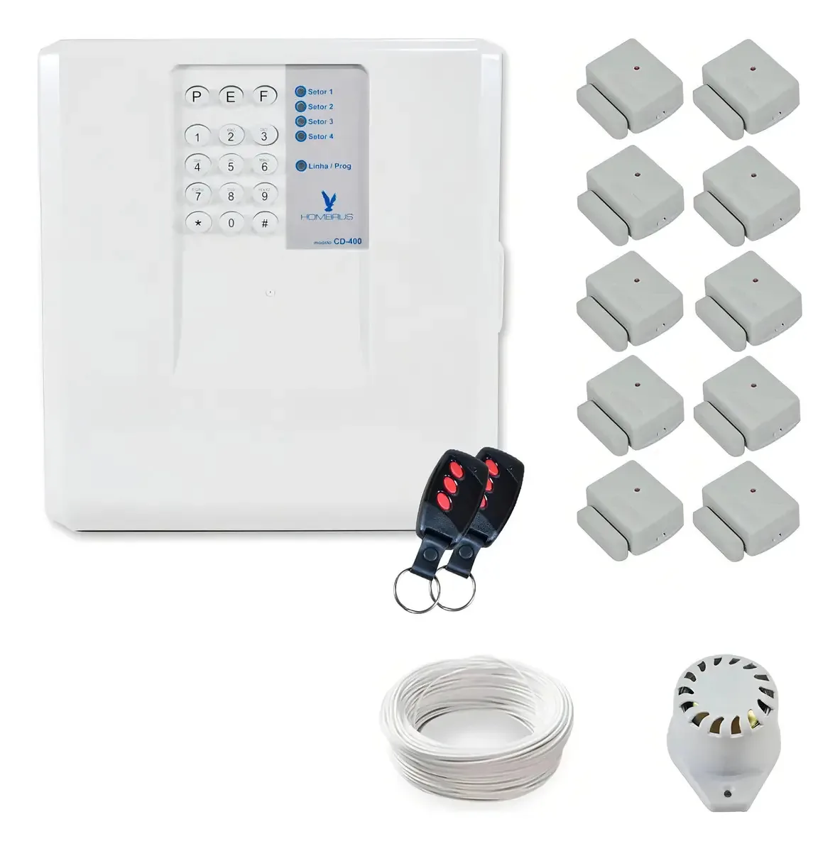 Kit Alarme Residencial Hombrus Sem Fio Com 10 Sensores Magnéticos